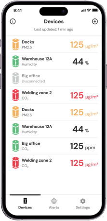 AeroGuard App - Device Overview Page