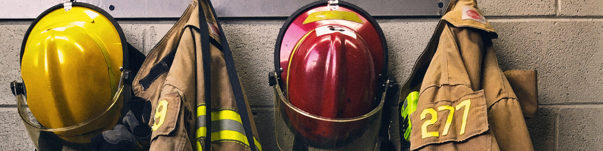 Firefighter gear on coat rack