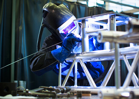 Welder working on steel construction