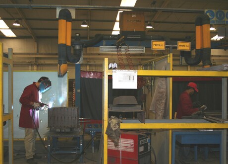 ADF_welders with welding fume extraction arms